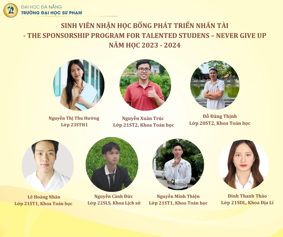 Danh sách sinh viên Trường Đại học Sư phạm nhận học bổng Phát triển Nhân tài The Sponsorship program for talented studens NEVER GIVE UP năm học 2023 – 2024 2